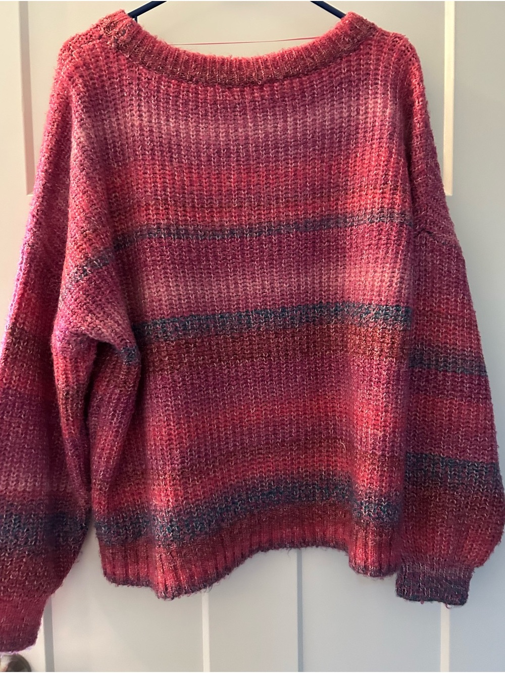 Striped Pink Crewneck Knit Sweater - Picture 3 of 5